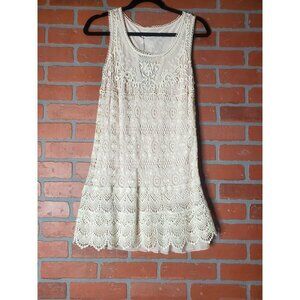 Kensie Womens Lace Dress Small Ivory Off White Cotton/Polyester
